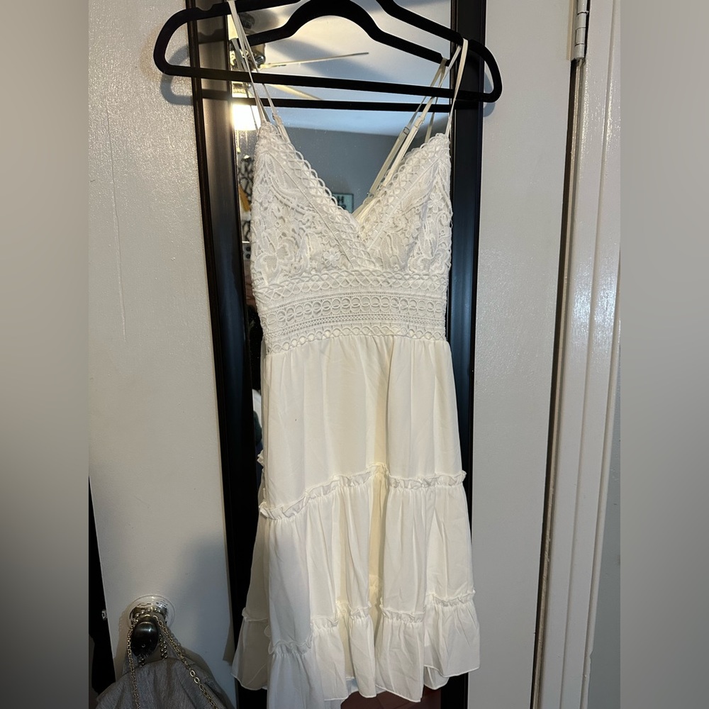 White open back dress